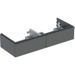 Mueble bajo Geberit iCon para lavabo de dos senos, con dos cajones: Ancho de lavabo=120cm, H=24.7cm, Cuerpo y frontal: lava/cubierto mate, Tirador: lava/con pintura polvo al horno mate